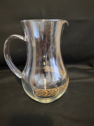 Vintage Bohemian Crystalex Glass Pitcher w/Gold Detail RCD|96396