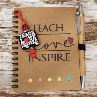 Notebook w/Matching Pen & Beaded Keychain/Bag Tag attachement 4.09"x5.31"|71099