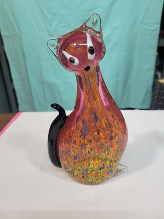 Vtg MCM Hand Blown Art Glass Cat Figurine RCD|81964