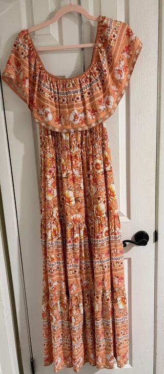Women's Large Hawaiian Floral Print Off Shoulder Maxi Dress RCD|158795