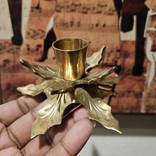 Vintage GATCO Solid Brass Leaf Taper Candleholder (BRI) - MTS|118754