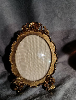 vintage Matson 24kt gold-plated ormolu oval rose picture frame rsv|144676