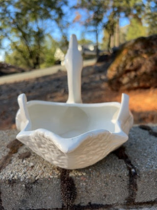 vintage Hull Pottery matte white swan or duck planter (Model #23) from the 1950s