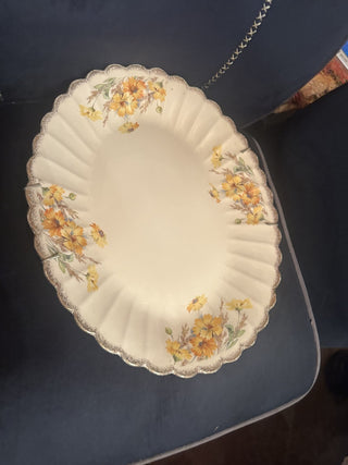 Vintage Golden Ware Sebring 22k Gold yellow Daisies Square Porcelain Plate #63 VV MTS|125809