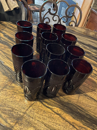 Antique Ruby Red Pattern Tumbler By Cristal D'Arques-Durand Luminarc France. RSV|125156