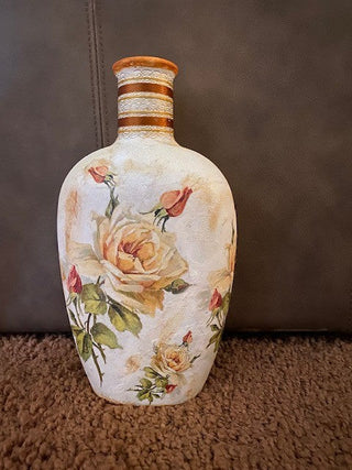 White vase with roses