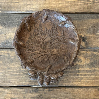 Vintage Ornawood Log Cabin Trinket Dish RCD|125526