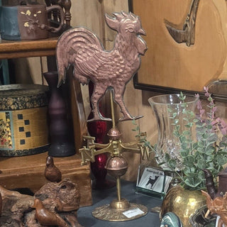 Vintage Copper and Brass Rooster Weather Vane
