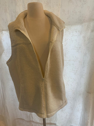 Cream zippered fleece vest w/pockets MTS|127597