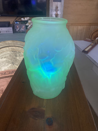 1930’s  10” Gazelle Uranium Glass Vase by phoenix glass co rcd|106265