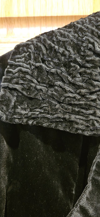 Victorian Black Velvet Coat, Hand Sewn, Sz M, RSV|121375