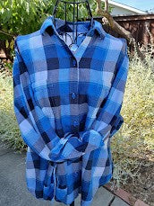 Flannel Blue & White Shirt, Large