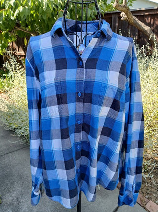 Flannel Blue & White Shirt, Large