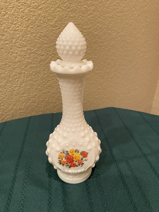 Avon vtg hobnail milk glass perfume bottle|79118