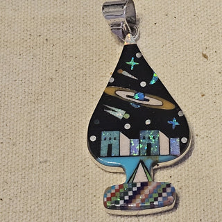 Sterling signed galaxy inlaid pendant