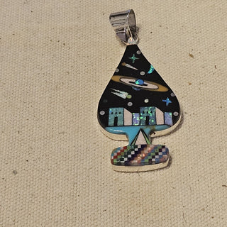 Sterling signed galaxy inlaid pendant