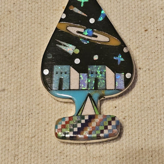 Sterling signed galaxy inlaid pendant