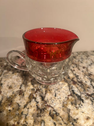 Ruby Rimmed Creamer and Open Sugar   MTS|128452