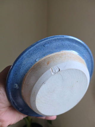 SALE - Studio Pottery - Blue Glaze - Chamberstick Candleholder