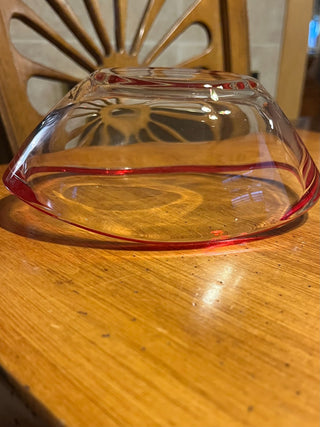 Vintage Walther Glas Small Art Wavy Glass Bowl w/Red Trim RSV|126616