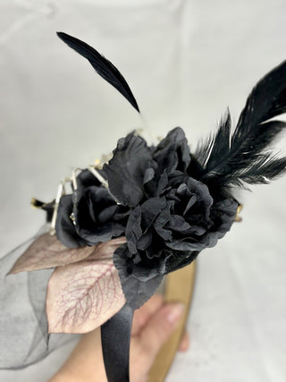 Hand Beaded Spider Fascinator w/ Dusty Pink RSV|107979