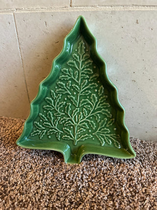Hallmark Xmas Tree Serving Dish, ceramic, green 9" x 10.5" RCD|73996