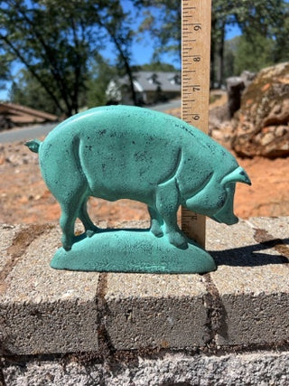 vintage folk art cast iron pig door stop