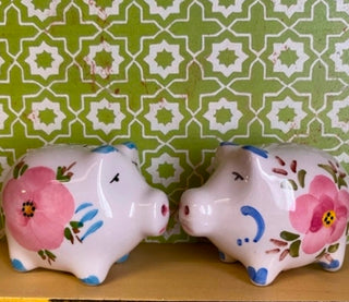 Vintage Ceramic Pig Salt/Pepper Shakers- RSV