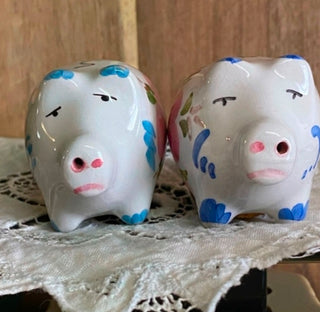 Vintage Ceramic Pig Salt/Pepper Shakers- RSV