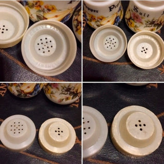 Vtg Milk Glass Salt & Pepper Shakers in Multi-Languages- RSV