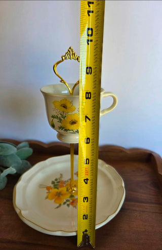 Spring Floral Vtg MCM Teacup Stand- RSV