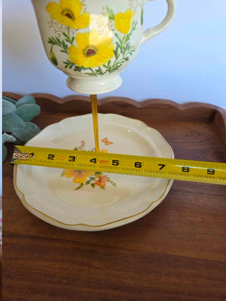 Spring Floral Vtg MCM Teacup Stand- RSV