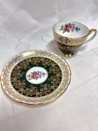 Hammersley & Co. Forest Green Gold Chintz Tea Cup & Saucer RSV|91531