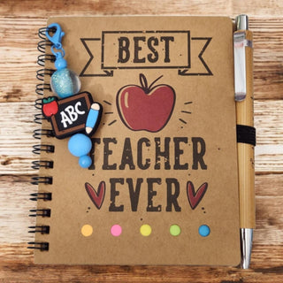 Notebook w/Matching Pen & Beaded Keychain/Bag Tag attachement 4.09"x5.31" ABC RSV|71109
