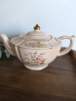Vtg Pink Sadler Floral Teapot "rare"- RSV