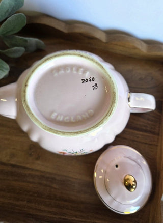 Vtg Pink Sadler Floral Teapot "rare"- RSV