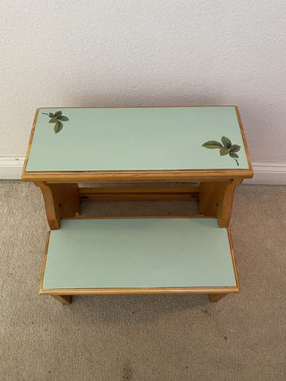 Vtg Solid maple embellished stepstool-RCD