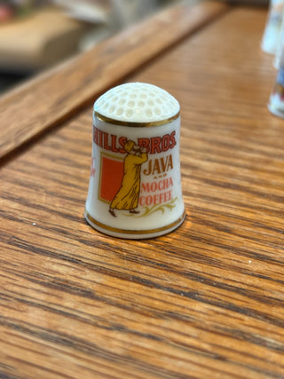 Vtg Thimble -Franklin Mint Porcelain "Hills Bros. Java" RCD|113035
