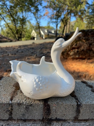 vintage Hull Pottery matte white swan or duck planter (Model #23) from the 1950s