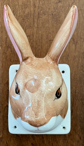 HAND PAINTED PORCELAIN BUNNY HEAD WALL HANGING ( KAT)|59060