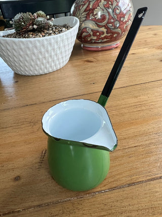 Green enamel Mini butter /milk warmer MTS