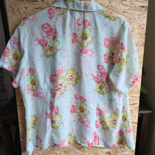 Vintage Light Blue Floral Button Up Blouse (18W)