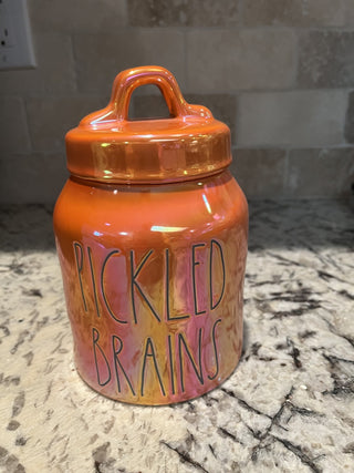 Rae Dunn Pickled Brains Orange Shimmer Canister RCD|116381