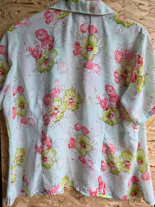 Vintage Light Blue Floral Button Up Blouse (18W)
