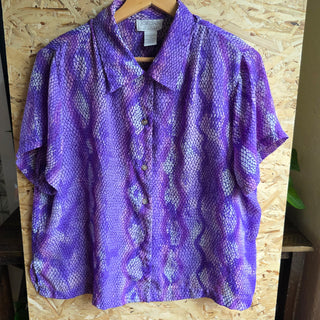 Vintage Purple Snakeskin Button Up Blouse (18W)