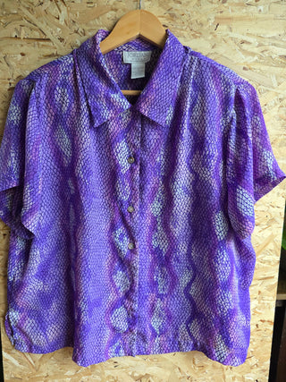 Vintage Purple Snakeskin Button Up Blouse (18W)
