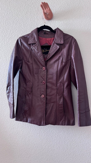 70s brown leather jacket blazer Miss Simone vintage MTS|119733