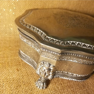 Vtg Silver-Plated British Jewelry Box