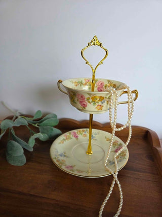 Vintage Royal Ivory Floral Teacup Stand