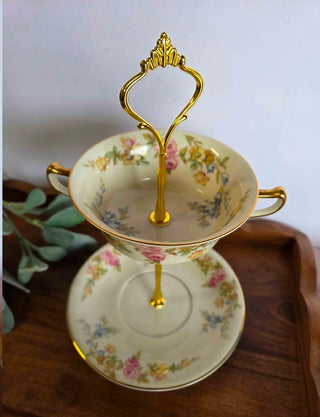 Vintage Royal Ivory Floral Teacup Stand